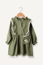 Biminik Çantalı Fırfırlı Kız Bebek Elbise