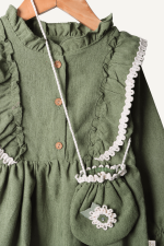 Biminik Çantalı Fırfırlı Kız Bebek Elbise - Görsel 5