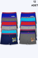 Tutku Çocuk Elastan Baskılı Boxer 12li Paket - Görsel 2