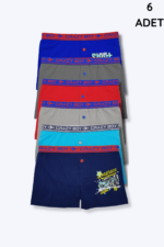 Tutku Çocuk Elastan Baskılı Boxer 6'lı Paket