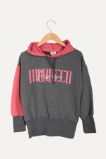 Pembe Detaylı Kapüşonlu Morocco Nakışlı Kız Çocuk Sweatshirt