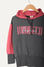 Pembe Detaylı Kapüşonlu Morocco Nakışlı Kız Çocuk Sweatshirt - Görsel 2