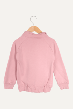 Dik Yaka Fermuarlı Yazı Baskılı Kız Çocuk Sweatshirt - Görsel 4