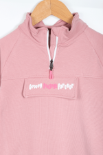 Dik Yaka Fermuarlı Yazı Baskılı Kız Çocuk Sweatshirt - Görsel 5
