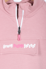 Dik Yaka Fermuarlı Yazı Baskılı Kız Çocuk Sweatshirt - Görsel 6