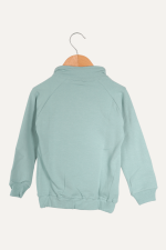 Dik Yaka Fermuarlı Yazı Baskılı Kız Çocuk Sweatshirt - Görsel 8
