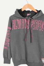 Yazı Baskılı Kapüşonlu Rahat Kız Çocuk Sweatshirt - Görsel 6