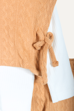 Zarif Yaka Dantelli Örgü Detaylı Kız Çocuk Üçlü Takım - Görsel 4