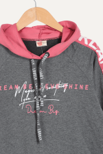 Kapüşonlu Yazı Detaylı Kız Çocuk Sweatshirt - Görsel 3