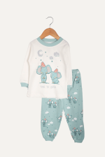 Uykulu Fil Desenli Erkek Çocuk Pijama Takımı - Görsel 9