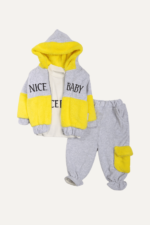 Nice Baby Yazılı Pelüş Bebek Üçlü Takım