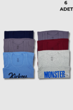 Gümüş Erkek Çocuk Baskılı Atlet 6'lı Paket