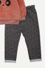 Pullu Panda Nakışlı Peluş Kız Bebek İkili Takım - Görsel 2