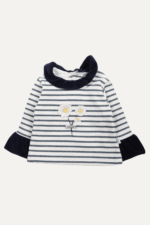 Papatyalı Çizgi Detaylı Kadifeli Kız Bebek İkili Takım - Görsel 2