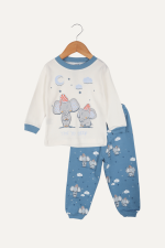 Uykulu Fil Desenli Erkek Çocuk Pijama Takımı