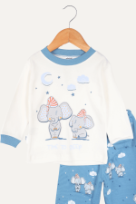 Uykulu Fil Desenli Erkek Çocuk Pijama Takımı - Görsel 3