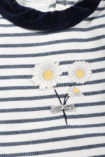 Papatyalı Çizgi Detaylı Kadifeli Kız Bebek İkili Takım - Görsel 4