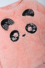 Pullu Panda Nakışlı Peluş Kız Bebek İkili Takım - Görsel 8