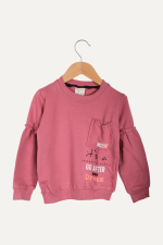 Kol Lastikli Yan Cepli Kız Çocuk Sweatshirt - Görsel 4
