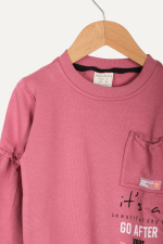 Kol Lastikli Yan Cepli Kız Çocuk Sweatshirt - Görsel 5