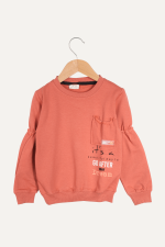 Kol Lastikli Yan Cepli Kız Çocuk Sweatshirt