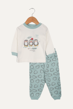 Üç Penguen Desenli Erkek Bebek İkili Pijama Takımı