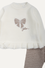 Fiyonk Nakışlı Triko Kız Bebek İkili Takım - Görsel 2