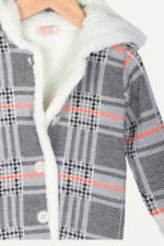 Kapşonlu Kalın Peluşlu Kız Bebek Ceket - Görsel 4