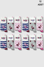 Berka Kız Çocuk Yıkamalı Çorap 12li Paket - Görsel 4