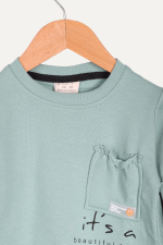 Kol Lastikli Yan Cepli Kız Çocuk Sweatshirt - Görsel 9