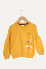 Kol Lastikli Yan Cepli Kız Çocuk Sweatshirt - Görsel 10