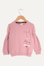 Kol Lastikli Yan Cepli Kız Çocuk Sweatshirt - Görsel 12