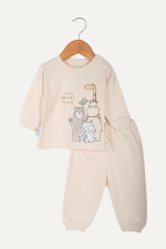 Animal Family Desenli Erkek Bebek İkili Pijama Takımı