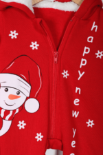 Kardan Adamlı Desenli Noel Bebek Tulumu Kırmızı - Görsel 2
