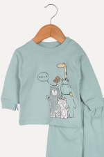 Animal Family Desenli Erkek Bebek İkili Pijama Takımı - Görsel 4