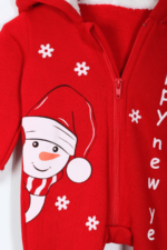 Kardan Adamlı Desenli Noel Bebek Tulumu Kırmızı - Görsel 4