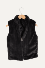 Fermuarlı Dik Yaka Yumuşak Peluşlu Kız Çocuk Yelek