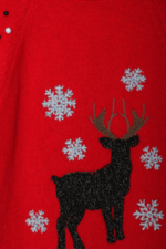 Simli Geyik Nakışlı Noel Kız Çocuk Kazak - Görsel 6