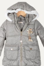 Çift Cepli Çiçek Desenli Kız Çocuk Mont - Görsel 5