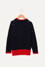 İncili Kardan Adam Nakışlı Noel Kız Çocuk Kazak - Görsel 3