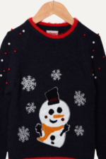 İncili Kardan Adam Nakışlı Noel Kız Çocuk Kazak - Görsel 5