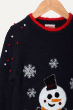 İncili Kardan Adam Nakışlı Noel Kız Çocuk Kazak - Görsel 2