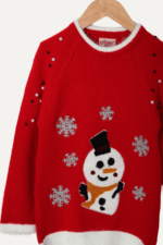 İncili Kardan Adam Nakışlı Noel Kız Çocuk Kazak - Görsel 8