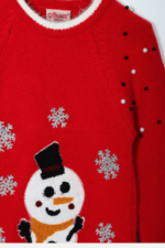 İncili Kardan Adam Nakışlı Noel Kız Çocuk Kazak - Görsel 7