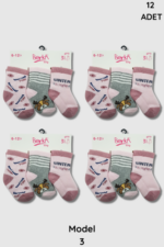 Berka Kız Bebe Havlu Çorap 12li Paket - Görsel 3
