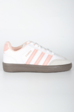 Klasik Pembe Şeritli Kız Çocuk Spor Ayakkabı 31-35 Numara Beyaz