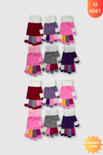 Likralı Kız Çocuk Garson Eldiven 12'li