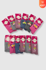 Pınar Kız Çocuk Havlu Çorap 12li