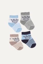 Top Desenli Erkek Bebek 4'lü Yenidoğan Çorap Seti