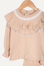 Yaka Dantelli Kol Lastikli Kız Bebek İkili Takımı - Görsel 4